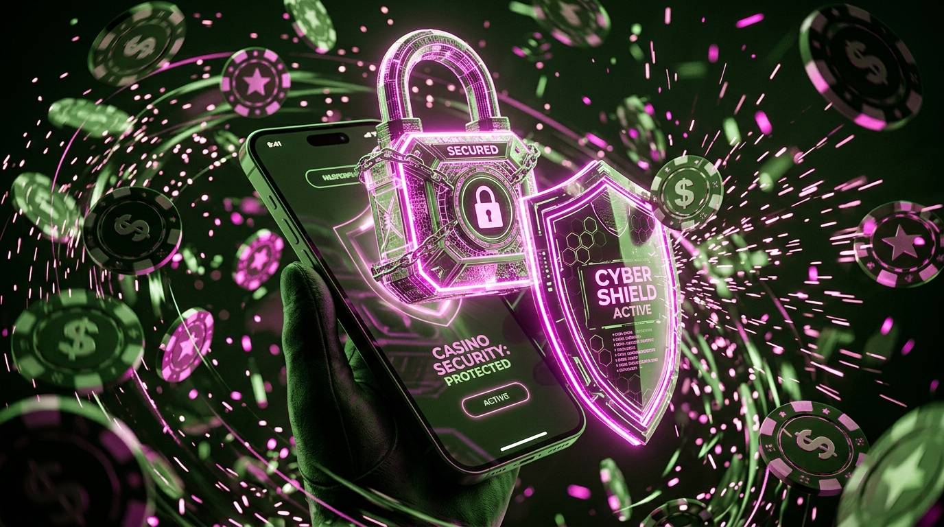 Perisai keamanan siber bercahaya melindungi basis data uang taruhan dengan enkripsi grid canggih