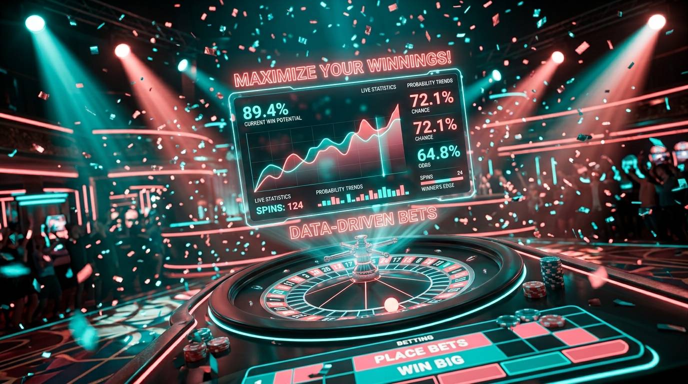 Dadu bercahaya di udara yang dikelilingi oleh angka persentase digital warna hijau
