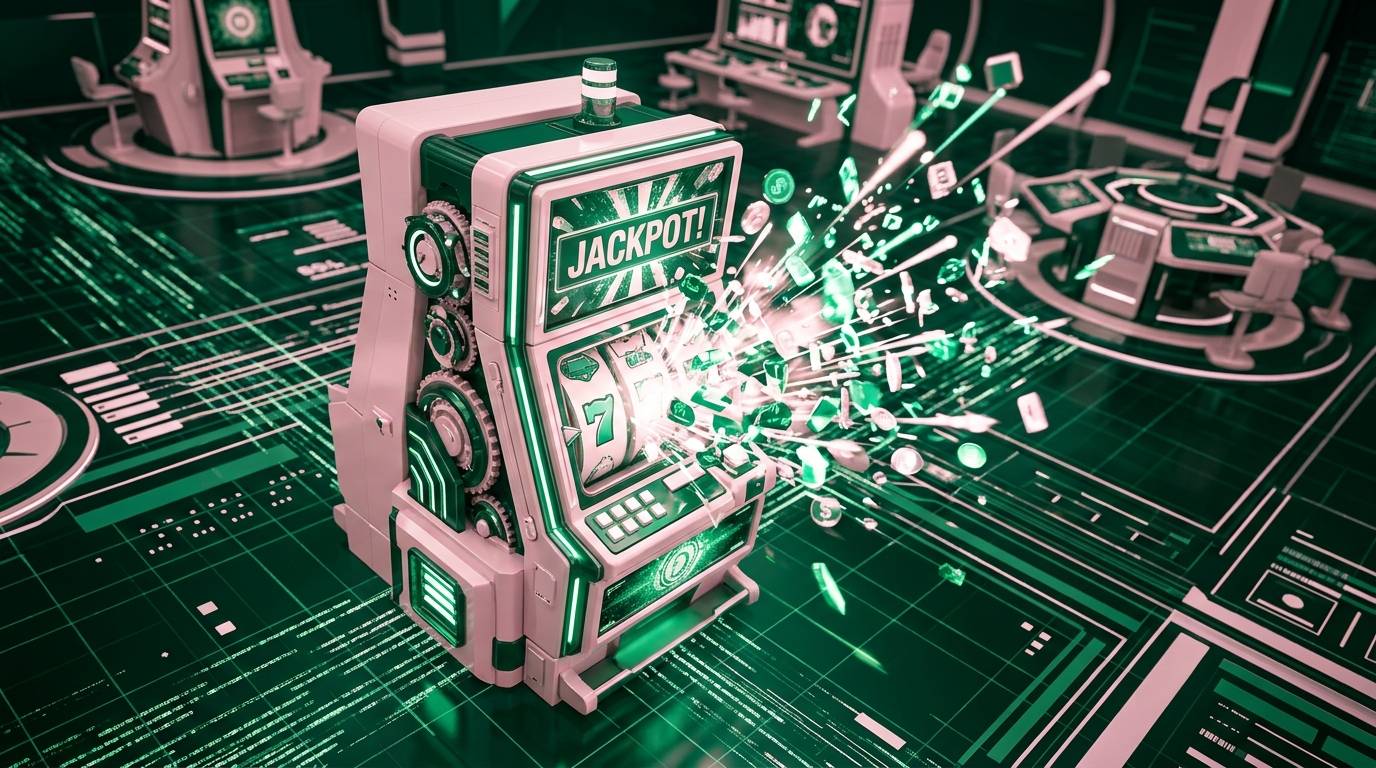 Perbandingan grafis antara antarmuka kasino 2D datar dengan mesin slot 3D bercahaya dan efek partikel detail