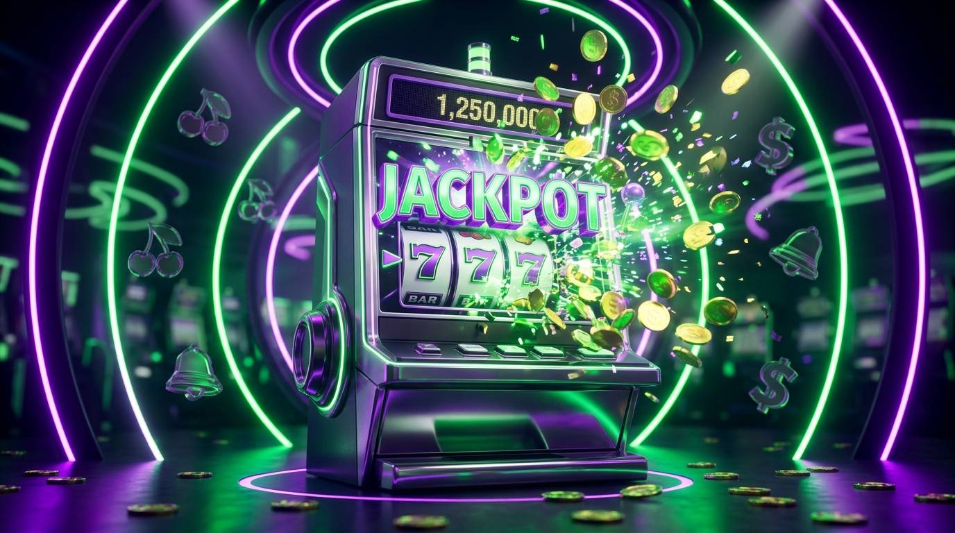 Simbol scatter emas bercahaya memicu pusaran koin digital dan pengali ganda raksasa pada layar kasino